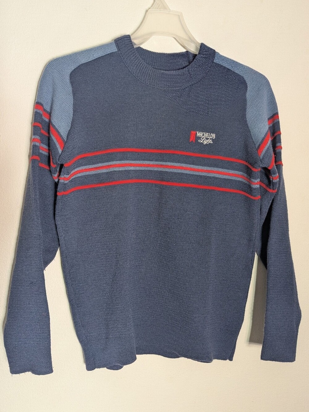 Johnathan Richards Mens Sweater Michelob Light 100% Virgin Wool Nordic Large